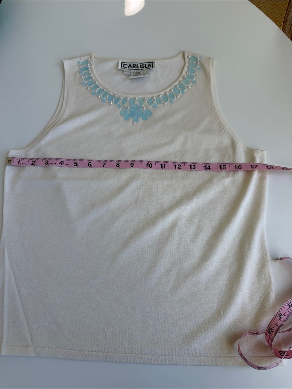 Carlisle Embellished Sleeveless Silk Knit Top Size L - Picture 5 of 8
